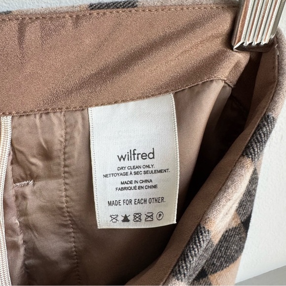 ARITZIA Wilfred Classic Wool A-line Mini Skirt Checkered in Brown Cream size S - Picture 11 of 13